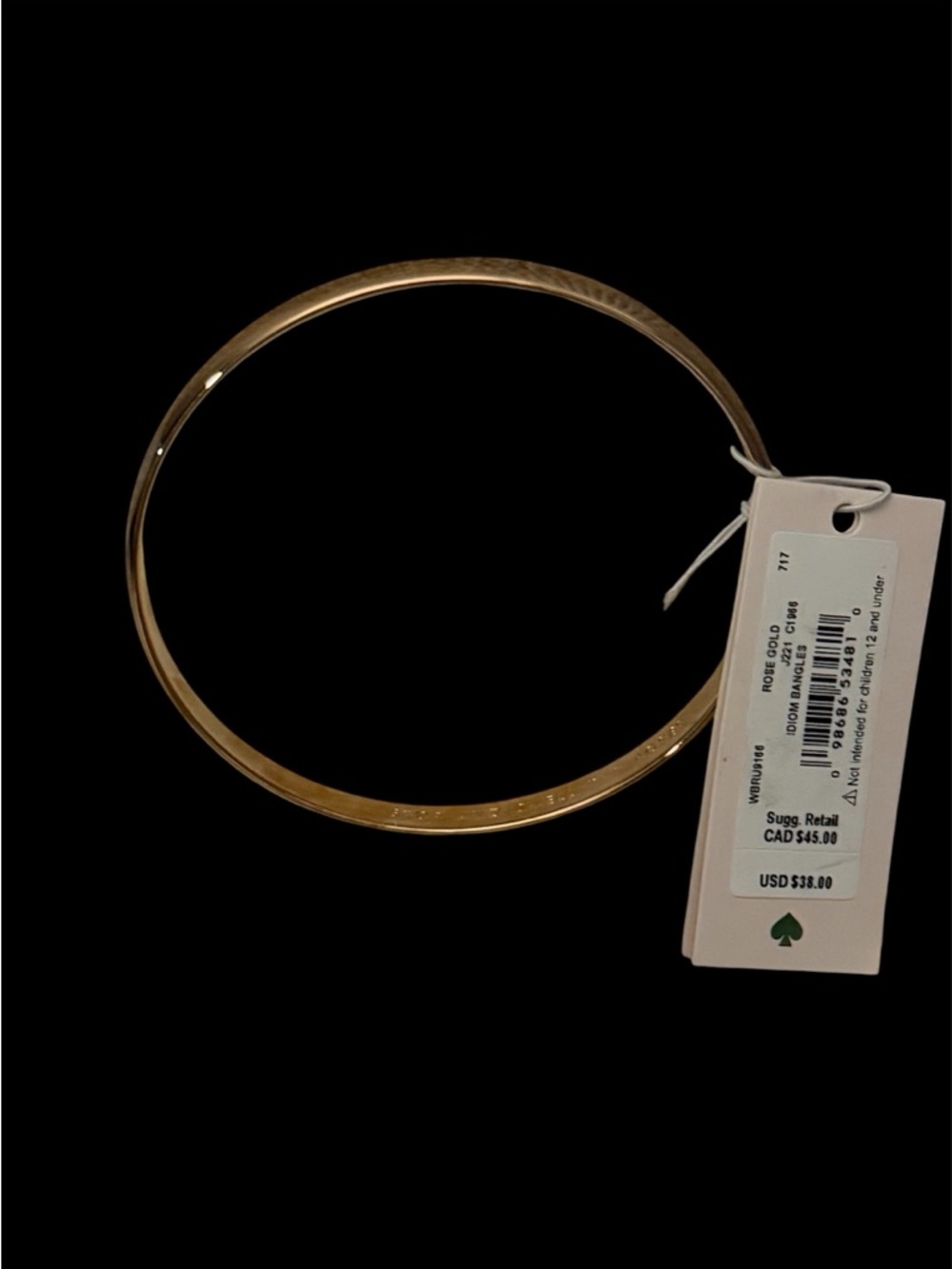 NWT Kate Spade Rose gold bangle bracelet